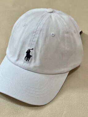 Polo by Ralph Lauren White Baseball Cap with Black Polo Player Logo